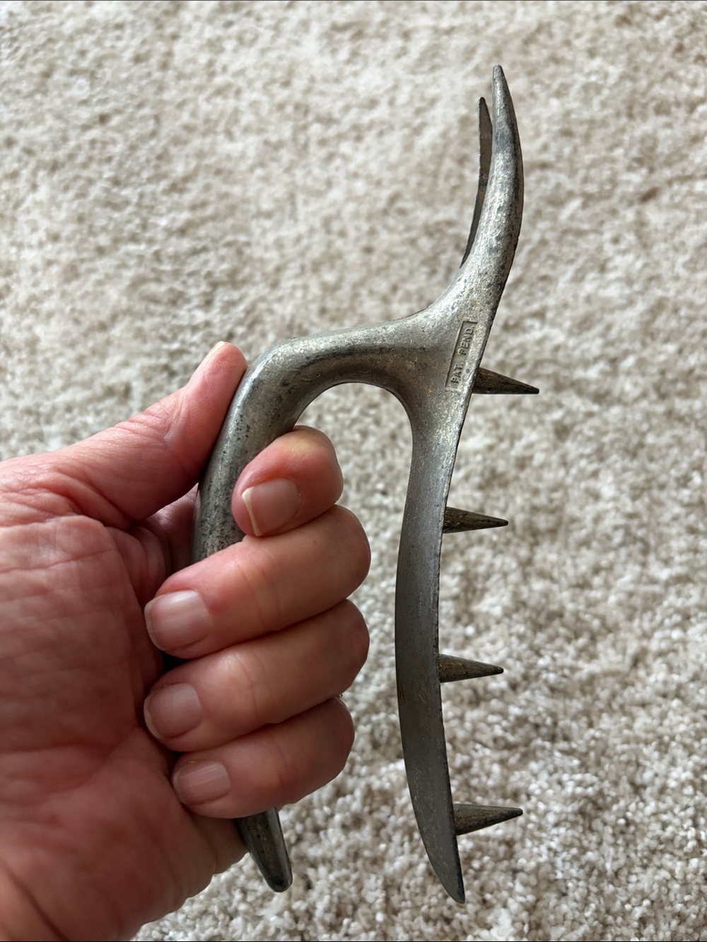 Vintage Handheld Metal Meat Holding Device